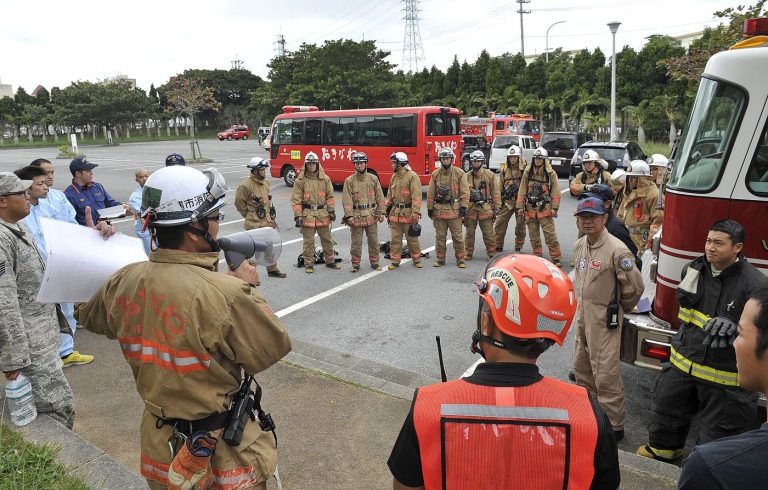 emergency crews during training exercise